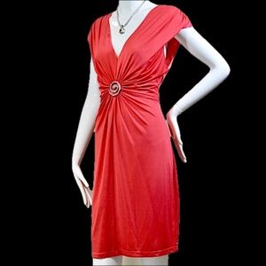 🏷️ NWT  Alberto Makali Coral Cocktail Dress Size: 12 (L)